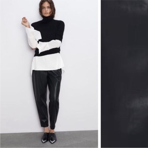 Zara Faux Leather Slouchy Pants - Picture 5 of 10